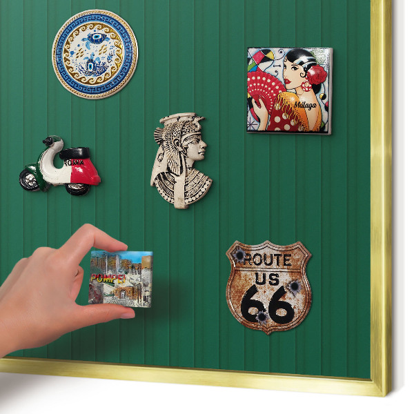 Metalen magneetbord met lijst in het goud Groene strepen