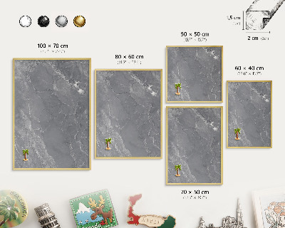Metalen magneetbord met lijst in het goud Grijs marmer