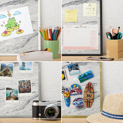Metalen magneetbord met lijst in het goud Grijze elegantie