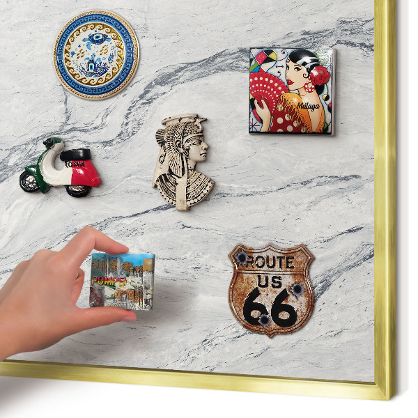 Metalen magneetbord met lijst in het goud Grijze elegantie