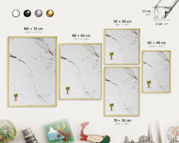 Metalen magneetbord met lijst in het goud Moderne elegantie
