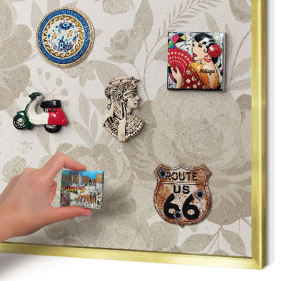 Magnetisch bord voor reismagneten met gouden lijst Vintage bloemen