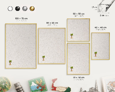 Metalen magneetbord met lijst in het goud Kleine puntjes