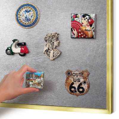 Metalen magneetbord met lijst in het goud Metaalachtig oppervlak