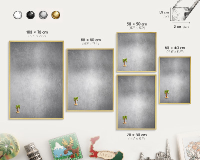 Metalen magneetbord met lijst in het goud Metaalachtig oppervlak