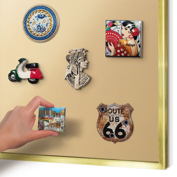 Magnetisch bord voor reismagneten met gouden lijst Romige Harmonie