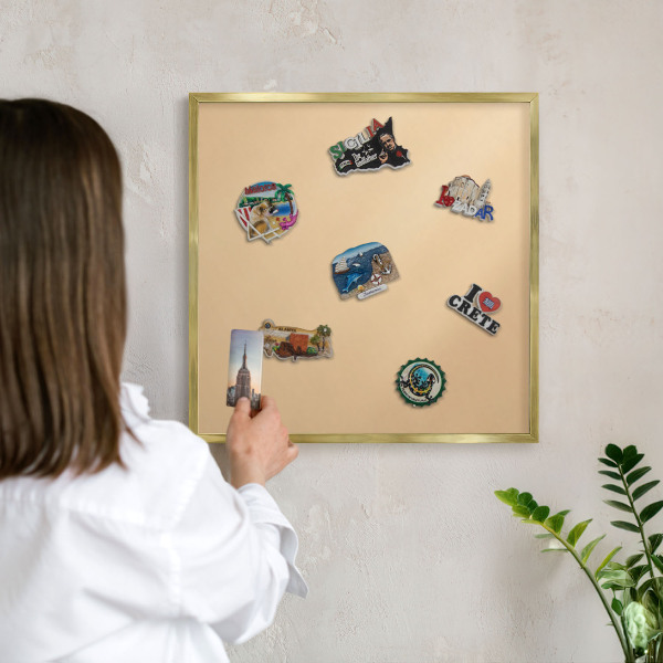 Magnetisch bord voor reismagneten met gouden lijst Romige Harmonie