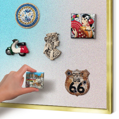 Metalen magneetbord met lijst in het goud Pastel abstractie