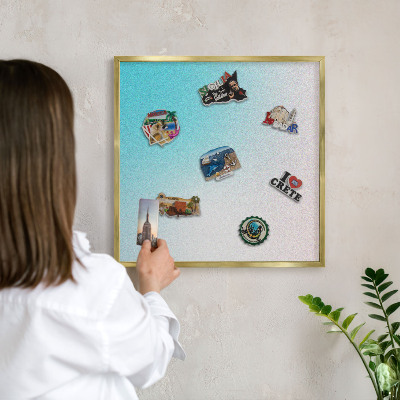 Metalen magneetbord met lijst in het goud Pastel abstractie