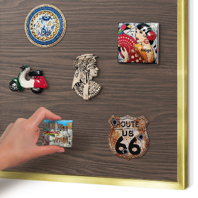 Magnetisch bord voor reismagneten met gouden lijst Natuurlijk hout