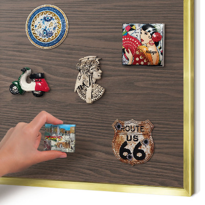 Magnetisch bord voor reismagneten met gouden lijst Natuurlijk hout