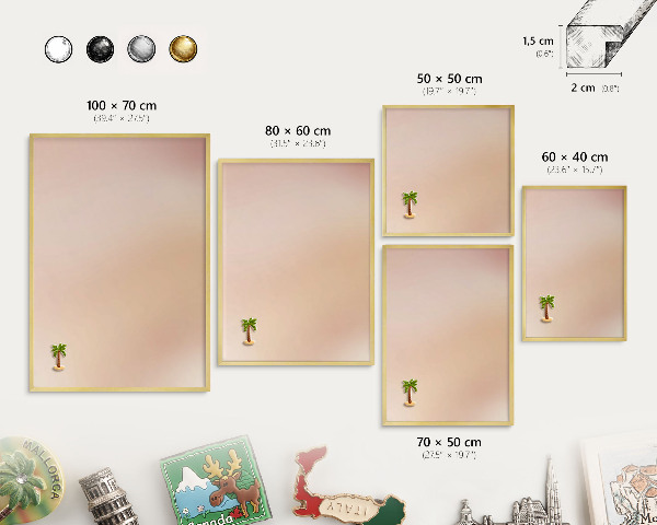 Metalen magneetbord met lijst in het goud Zachtbeige