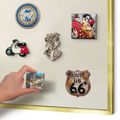 Magnetisch bord voor reismagneten met gouden lijst Misttoon