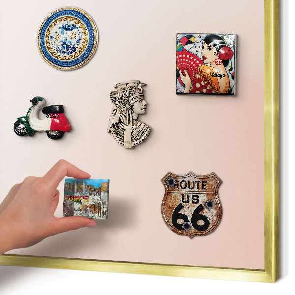 Metalen magneetbord met lijst in het goud Pastel Charm