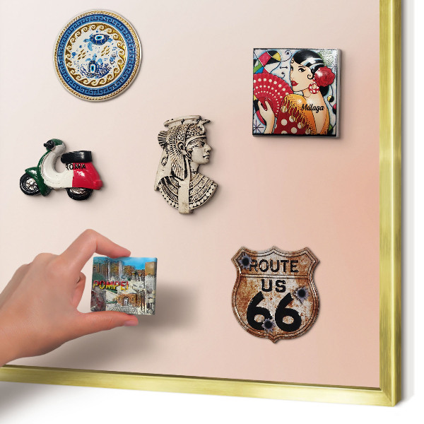 Metalen magneetbord met lijst in het goud Pastel Charm