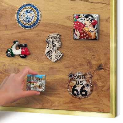 Magnetisch bord voor reismagneten met gouden lijst Natuurlijk hout