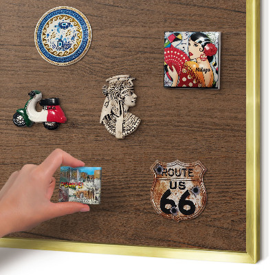 Magnetisch bord voor reismagneten met gouden lijst Houtstructuur