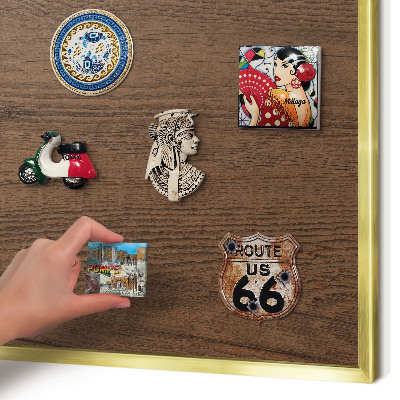 Magnetisch bord voor reismagneten met gouden lijst Houtstructuur