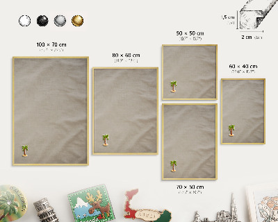 Metalen magneetbord met lijst in het goud Beige rustig
