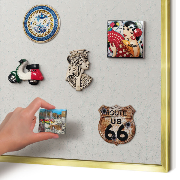 Magnetisch bord voor reismagneten met gouden lijst Plantenpatroon