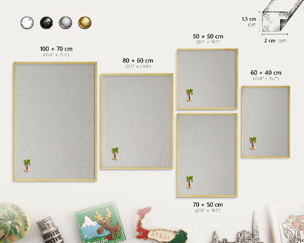 Magnetisch bord voor reismagneten met gouden lijst Plantenpatroon