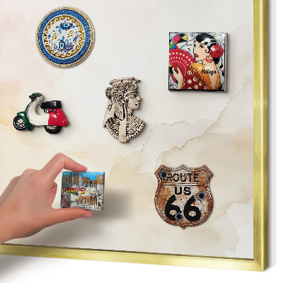 Metalen magneetbord met lijst in het goud Pastel vrede