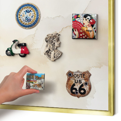Metalen magneetbord met lijst in het goud Pastel vrede