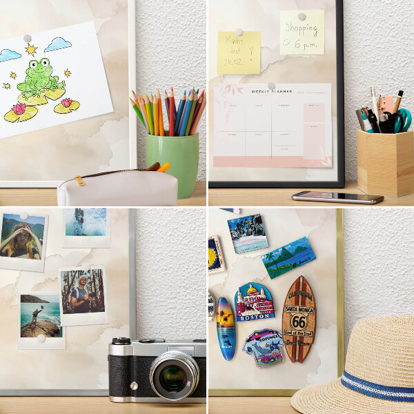Metalen magneetbord met lijst in het goud Pastel vrede