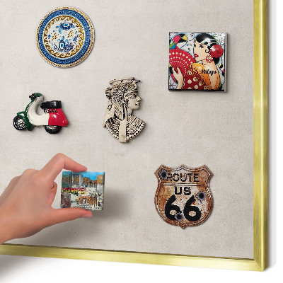Magnetisch bord voor reismagneten met gouden lijst Grijze elegantie