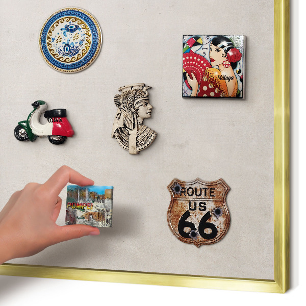 Magnetisch bord voor reismagneten met gouden lijst Grijze elegantie