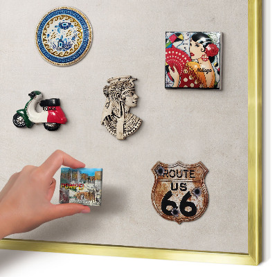 Magnetisch bord voor reismagneten met gouden lijst Grijze elegantie
