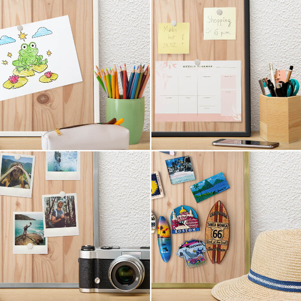 Metalen magneetbord met lijst in het goud Houten patroon