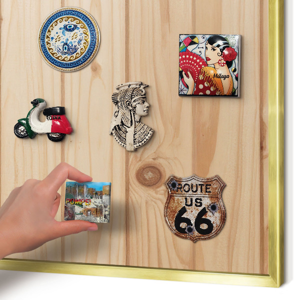Metalen magneetbord met lijst in het goud Houten patroon