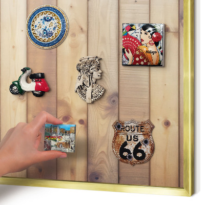 Magnetisch bord voor reismagneten met gouden lijst Houten planken