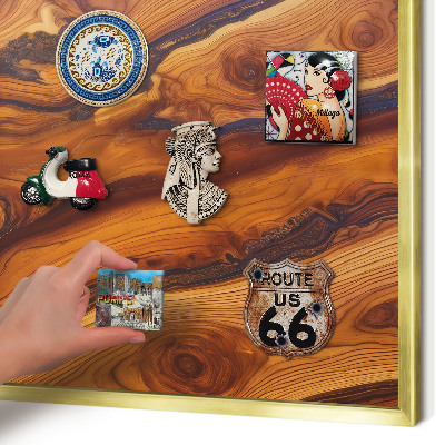 Magnetisch bord voor reismagneten met gouden lijst Houten ringen