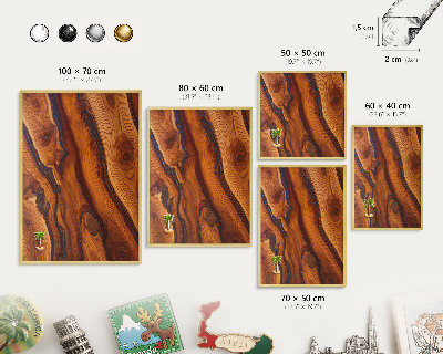 Magnetisch bord voor reismagneten met gouden lijst Houten ringen