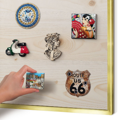 Magnetisch bord voor reismagneten met gouden lijst Houten patroon