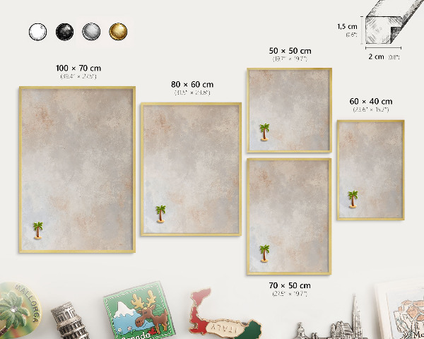 Metalen magneetbord met lijst in het goud Neutrale achtergrond