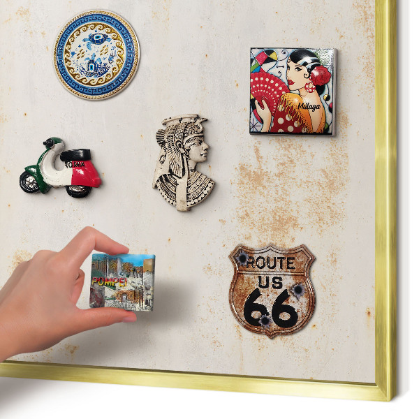 Magnetisch bord voor reismagneten met gouden lijst Roestige textuur