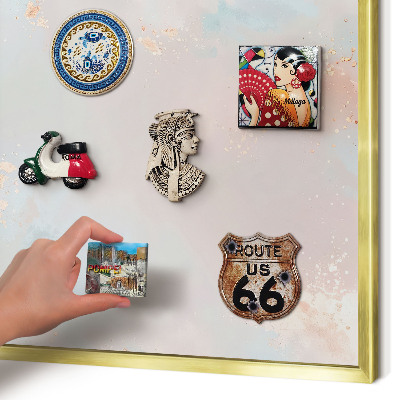 Metalen magneetbord met lijst in het goud Pastel harmonie
