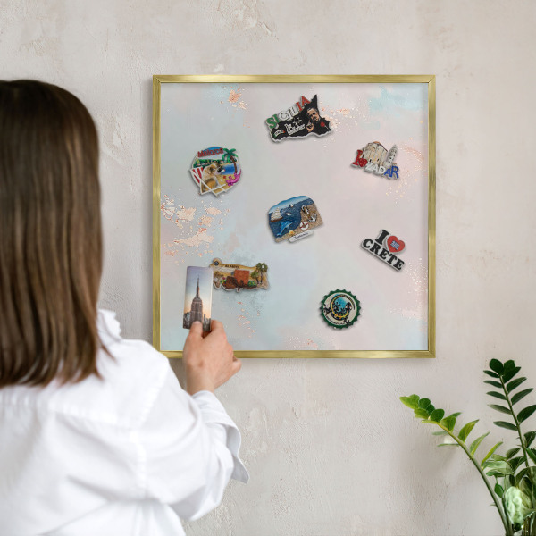 Metalen magneetbord met lijst in het goud Pastel harmonie
