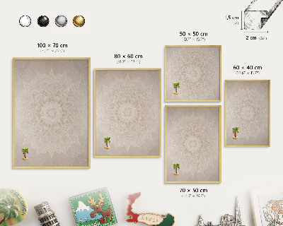 Magnetisch bord voor reismagneten met gouden lijst Mandala-patroon