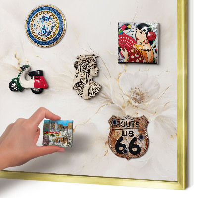 Magnetisch bord voor reismagneten met gouden lijst Bloemige elegantie