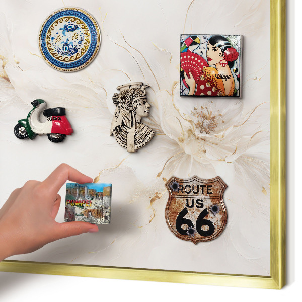 Magnetisch bord voor reismagneten met gouden lijst Bloemige elegantie