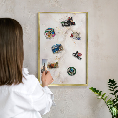 Magnetisch bord voor reismagneten met gouden lijst Bloemige elegantie