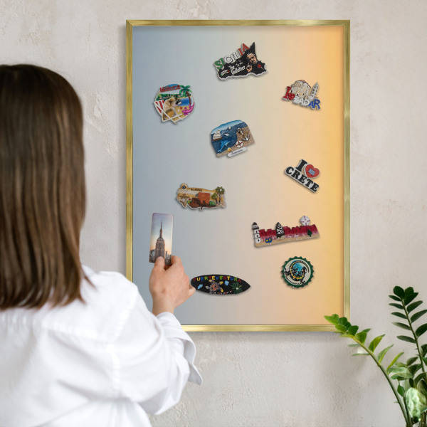 Metalen magneetbord met lijst in het goud Pastelkleurige overgang