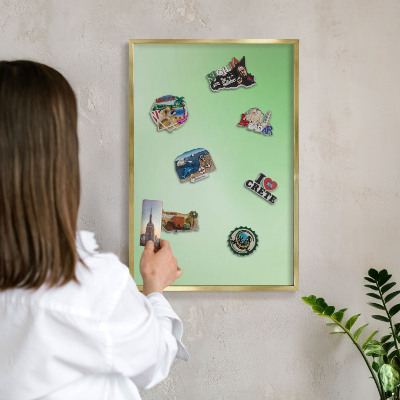 Magnetisch bord voor reismagneten met gouden lijst Groene harmonie