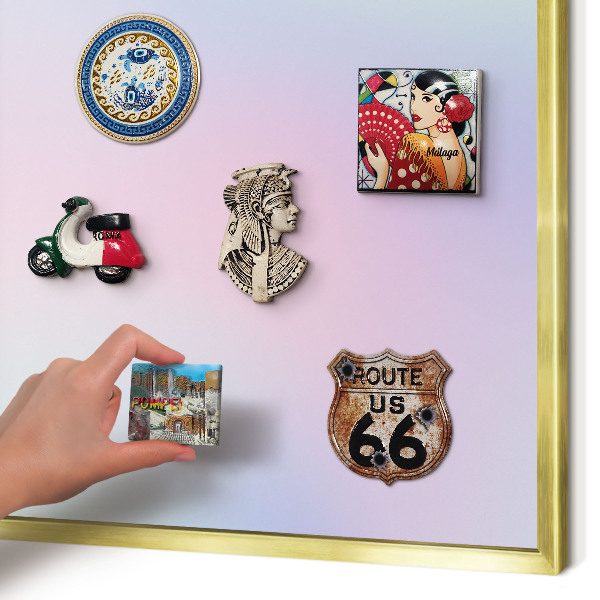 Metalen magneetbord met lijst in het goud Pastelkleurige overgang