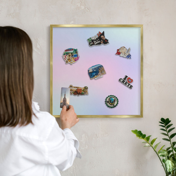 Metalen magneetbord met lijst in het goud Pastelkleurige overgang
