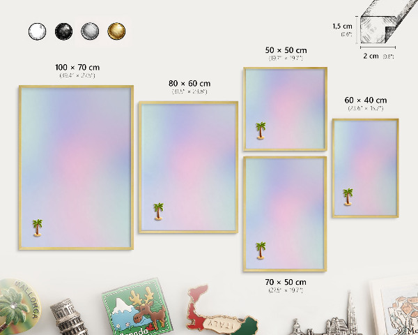 Metalen magneetbord met lijst in het goud Pastelkleurige overgang
